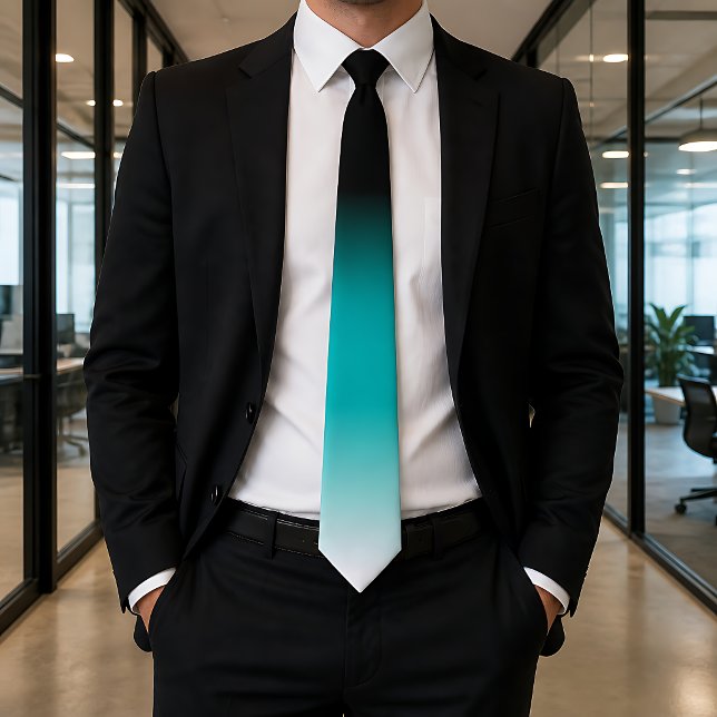 Gravata Black Teal Branco Ombre (Criador carregado)