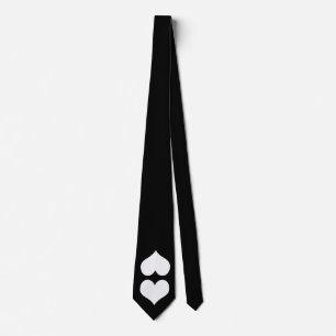 Gravata Black Tie W/White Twin Heart