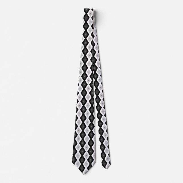 Gravata Black, white and grey diamond pattern (Frente)