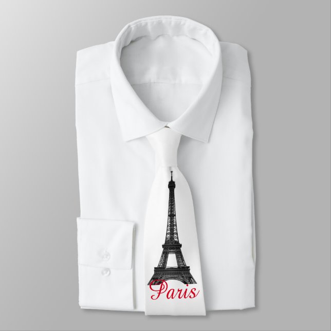 Gravata Black White Eiffel Tower Paris Love City Viagem (Amarrado)