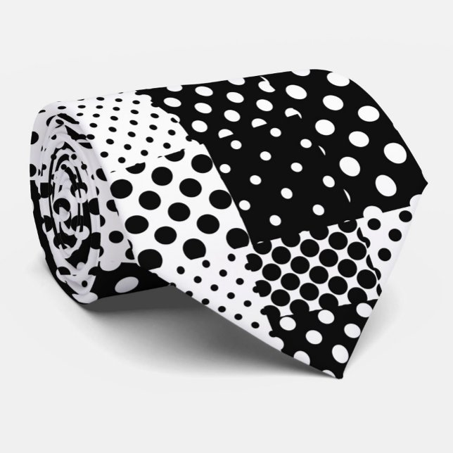 Gravata Black White Fashion Polka Dots Style Design  (Criador carregado)