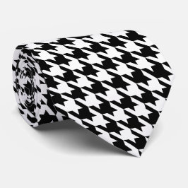 Gravata Black White Pied de Poule Houndstooth