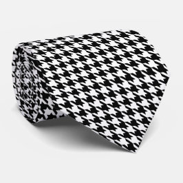 Gravata Black White Pied de Poule Small Houndstooth