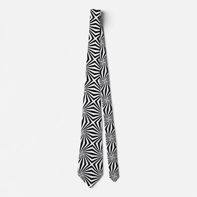 Gravata Black White Radiating Pattern Thunder_Cove (Frente)