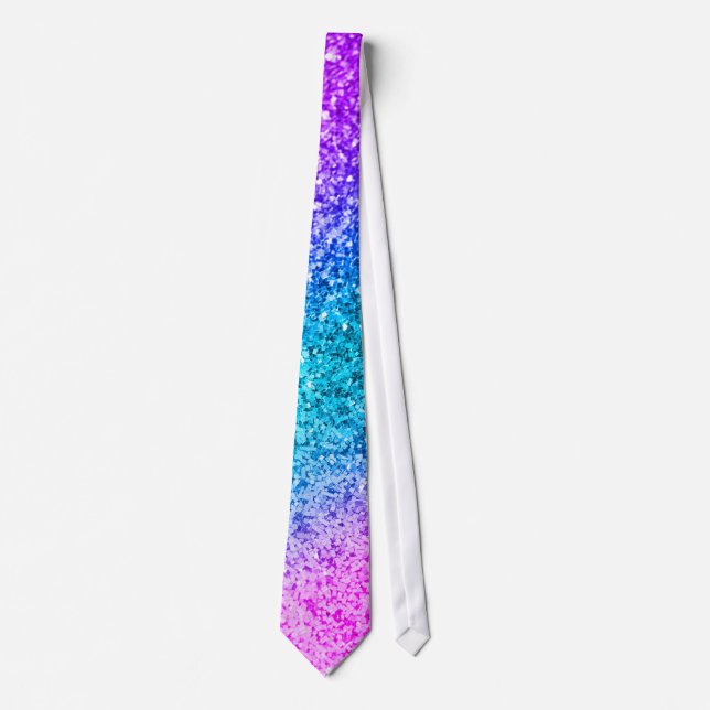 Gravata Bling Glitter Girly Pink Purple Teal Mens Tie (Frente)