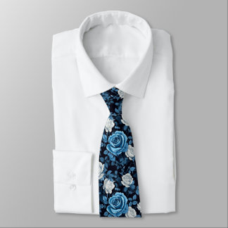 Gravata Blue And White Roses