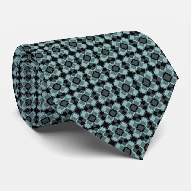 Gravata Blue Black Checker Argyle Pattern (Rolled)