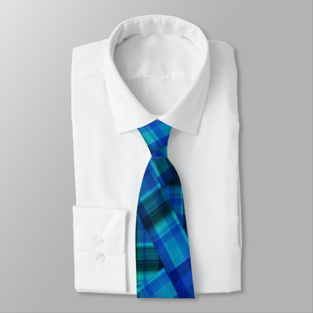 Gravata Blue Checked Crisscross Tartan, (Amarrado)