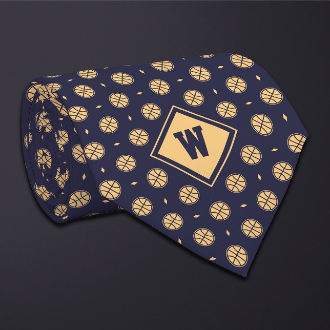 Gravata Blue Gold Basketball Icon Necktie (Criador carregado)
