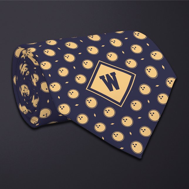 Gravata Blue Gold Bowling Ball Icon Necktie (Criador carregado)
