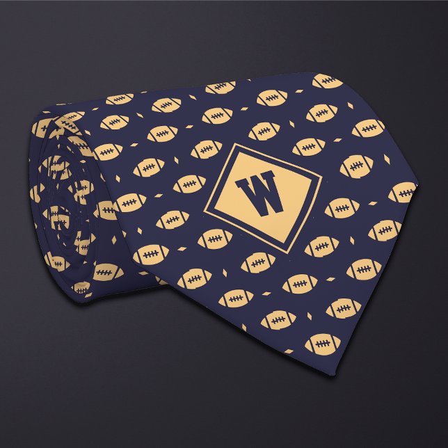 Gravata Blue Gold Football Icon Necktie (Criador carregado)