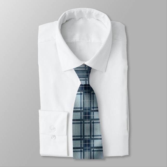 Gravata Blue Grey Tartan Plaid (Amarrado)