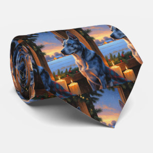 Gravata Blue Heeler Com Luzes de Natal Feriado