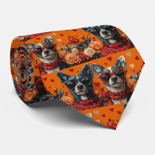 Gravata Blue Heeler Com Rosas Do Dia Dos Namorados