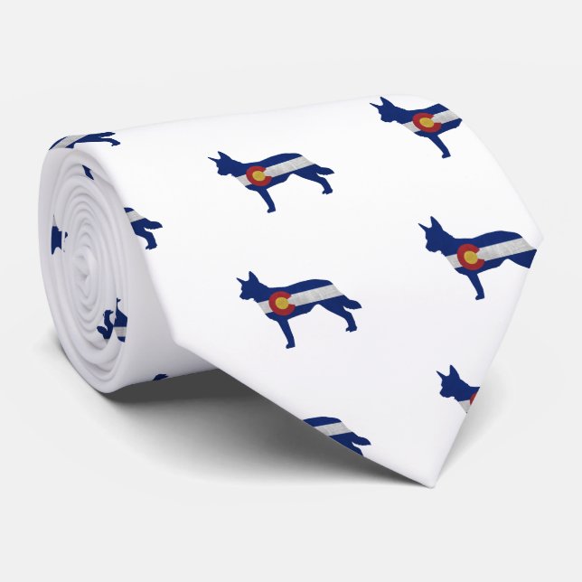 Gravata Blue Heeler Dog Break Silhouette Colorado Flag (Rolled)