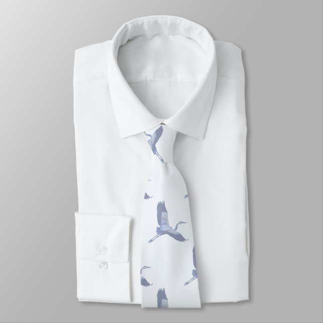 Gravata Blue Heron Tie para Mulheres e Homens (Amarrado)