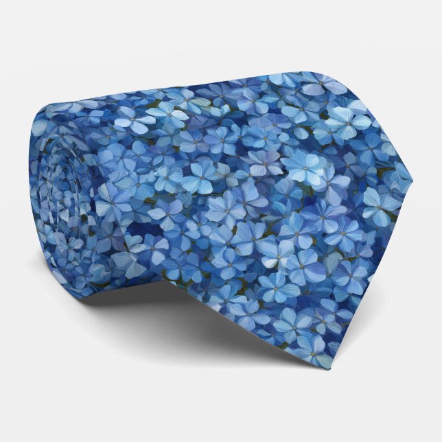 Gravata Blue Hydrangea Floral Pattern (Rolled)