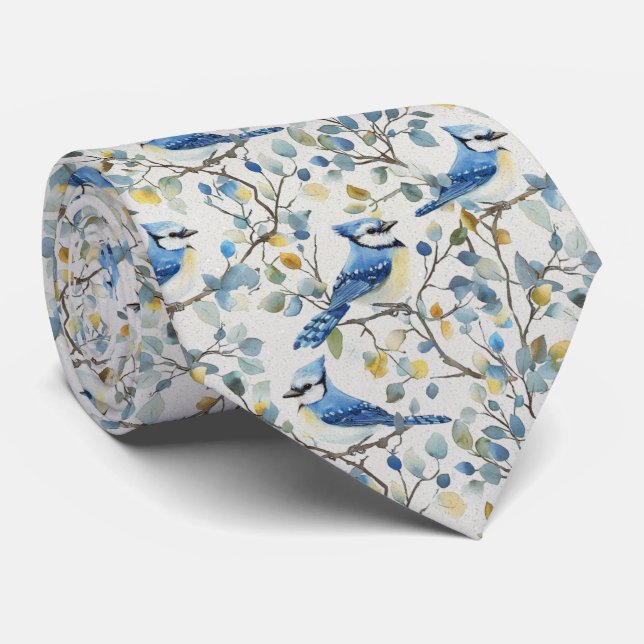 Gravata Blue Jay In Yellow Blossoms (Rolled)