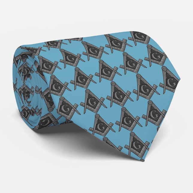 Gravata Blue Masonry Freemason Patterno (Rolled)