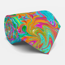 Blue, Orange and Hot Pink Groovy Abstract Retro