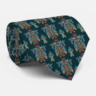 Gravata Blue Orange Green Étnic Oriental Necktie