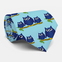 Gravata Blue Owls Design Any Colour Background