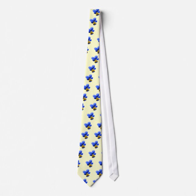 Gravata Blue Pansy Floral Tie (Frente)