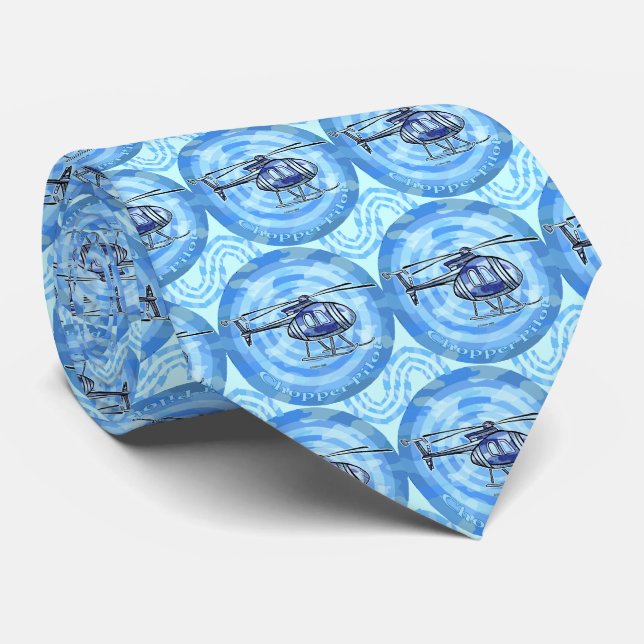 Gravata Blue Sky Helicopter mens tie (Rolled)
