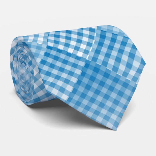 Gravata Blue White Checker Abstract Pattern (Rolled)