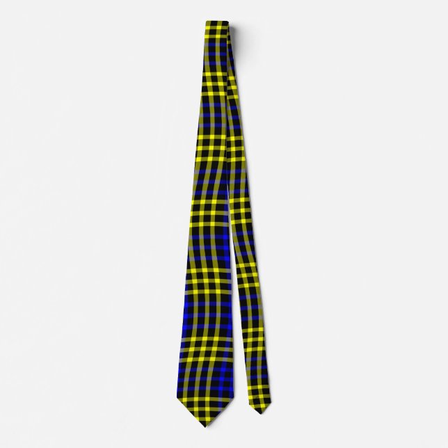 Gravata Blue Yellow Plaid Checker Seamless Pattern (Frente)