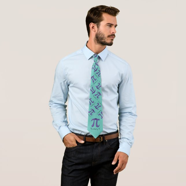 Gravata Blueberry Pi Cute Math Teacher Pi Day Men's Tie (In Situ)