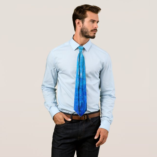 Gravata Blues - Necktie de arte acrílica Abstrato (In Situ)