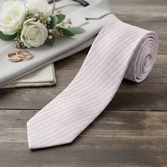Gravata Blush Branco Simples Rosa Rosa Abstrato Chevron (Criador carregado)