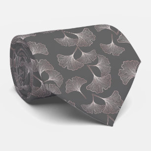 Gravata Blush Ginkgo Luxe – Botânica Dourada em Preto (4)