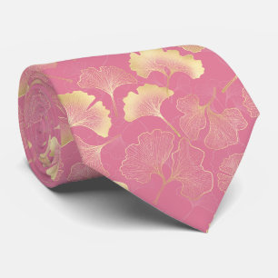 Gravata Blush Ginkgo Luxe – Botânica Dourada em Rosa (3)
