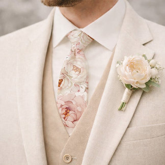 Gravata Blush Peony Watercolor Floral Wedding