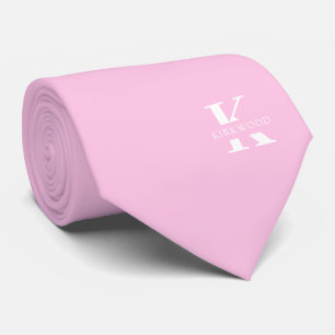 Gravata Blush Rosa Monograma Elegante + Nome Frente Únic