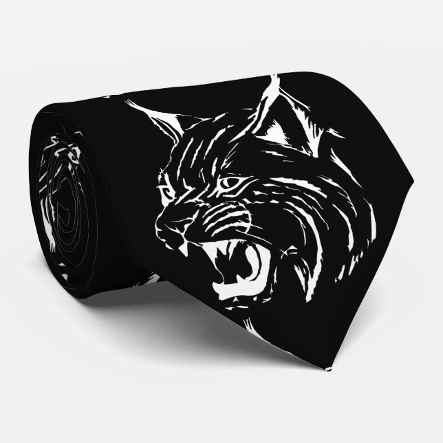 Gravata Bobcat Wild Cat Team Mascot White Em Qualquer Cor (Rolled)