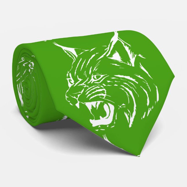 Gravata Bobcat Wild Cat Team Mascot White Em Qualquer Cor (Rolled)