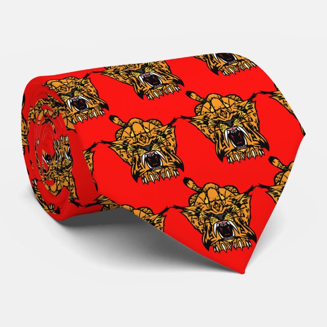 Gravata Bobcat Wildcat Team Mascot Futebol de Baseball Tie (Rolled)