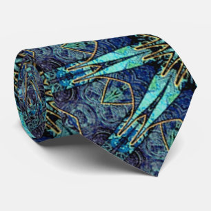 Gravata Bohemian Teal Floral Star Tie