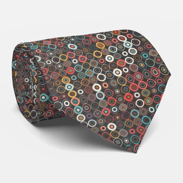 Gravata Boho Chic com Padrão Geométrico de Círculo (Rolled)
