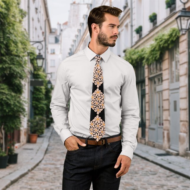 Gravata Boho Chic Florals Black Personalize Inicial (Criador carregado)