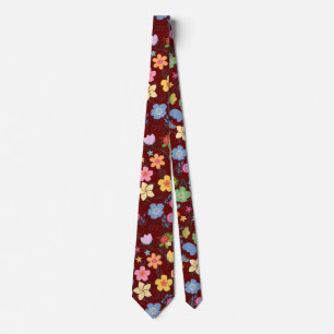 Gravata Boho Flowers Padrão B01.b DRed BG