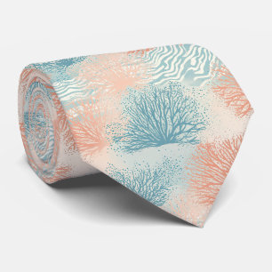 Gravata Boho Luxo Padrão de Coral Costeiro em Aquarela (5)