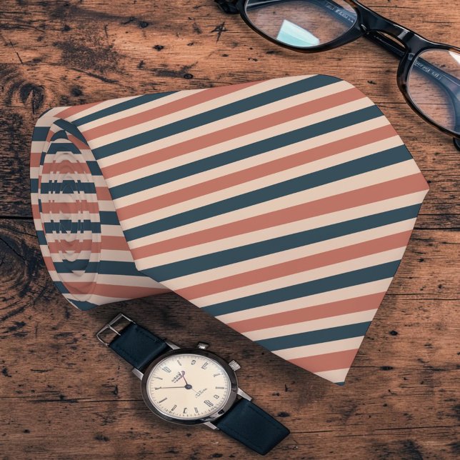 Gravata Boho Neutral Colored Stripes Necktie (Criador carregado)