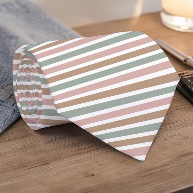 Gravata Boho Neutral Colored Stripes Necktie (Criador carregado)