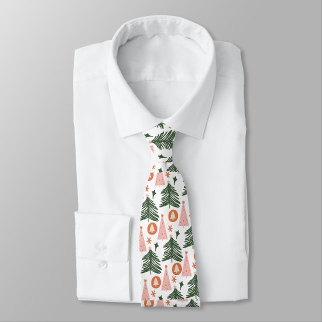Gravata Boho Verde Rosa Laranja Árvores de Natal Rústicas  (Amarrado)