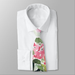 Gravata Boho Verde Verde Tropical Watercolor Bougainvillea