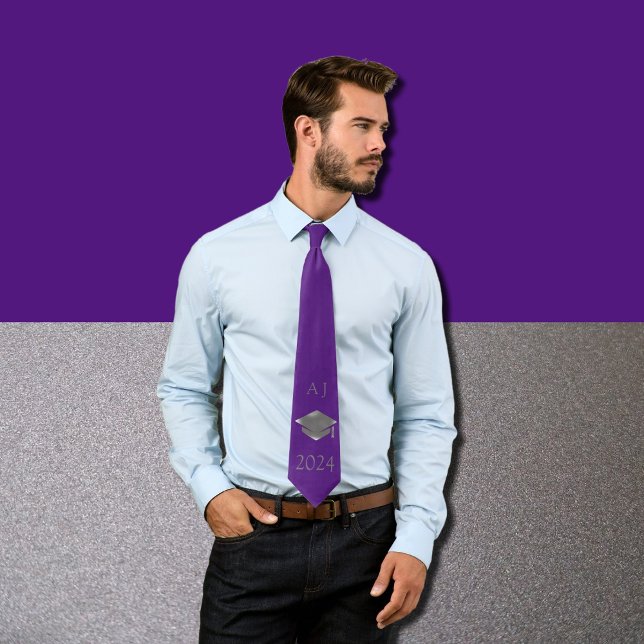 Gravata Boina de formatura 2024 -monogramada - roxo real (Criador carregado)